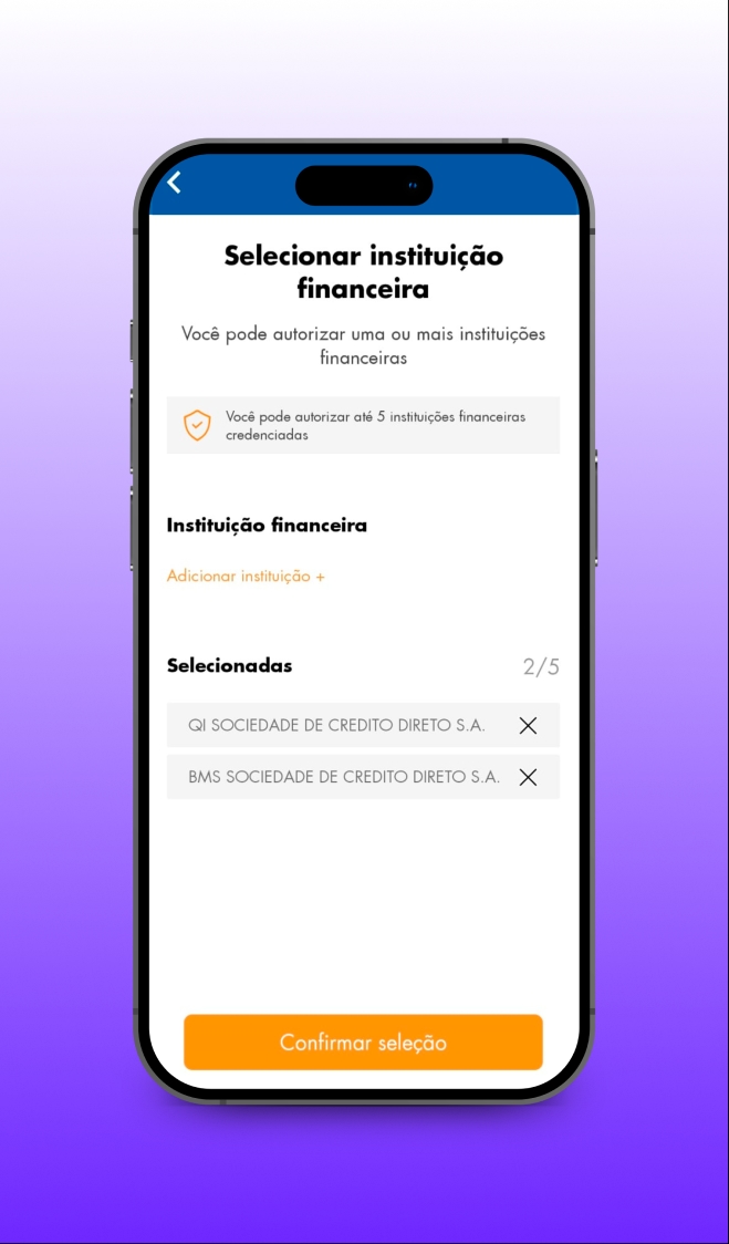 Décimo passo: Confirme sua seleção das instituições e clique em confirmar